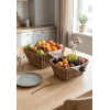 Alessia - 2 li Naturel Dekoratif Kulplu Hasır Çok Amaçlı Sepet Seti, Havluluk, Banyo Organizer
