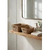 Alessia - 2 li Naturel Dekoratif Kulplu Hasır Çok Amaçlı Sepet Seti, Havluluk, Banyo Organizer