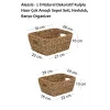 Alessia - 2 li Naturel Dekoratif Kulplu Hasır Çok Amaçlı Sepet Seti, Havluluk, Banyo Organizer