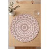 Ethnic - 6 Adet Jüt El Baskılı Yuvarlak Sofra Sunum Tabak Altlığı Supla Amerikan Servisi 38 Cm