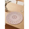 Ethnic - 6 Adet Jüt El Baskılı Yuvarlak Sofra Sunum Tabak Altlığı Supla Amerikan Servisi 38 Cm