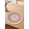 Ethnic - 6 Adet Jüt El Baskılı Yuvarlak Sofra Sunum Tabak Altlığı Supla Amerikan Servisi 38 Cm