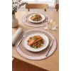 Ethnic - 6 Adet Jüt El Baskılı Yuvarlak Sofra Sunum Tabak Altlığı Supla Amerikan Servisi 38 Cm