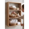 Giorgia - 3 lü Dekoratif Doğal El Örmesi Hasır Yuvarlak Sepet Seti, Meyvelik, Sabunluk, Havluluk, Banyo Organizer
