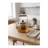 Giselle - Ahşap Saplı Çift Katlı Cam Süzgeçli Borosilikat Cam Bitki Çayı Demliği 1200 ml