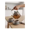 Giselle - Ahşap Saplı Çift Katlı Cam Süzgeçli Borosilikat Cam Bitki Çayı Demliği 1200 ml