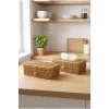 Meine - 2li Rattan Dekoratif Peçetelik ve Saklama Kutusu Çok Amaçlı Sepet Seti, Organizer, Düzenleyici
