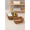 Lorena- 2 li Naturel Dekoratif Kulplu Hasır Çok Amaçlı Sepet Seti, Havluluk, Banyo Organizer