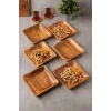 Bella - Akasya 6 Lı Kare Servis, Kahvaltı, Pasta, Sunum Tabak Seti