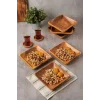 Bella - Akasya 6 Lı Kare Servis, Kahvaltı, Pasta, Sunum Tabak Seti