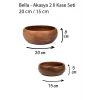 Bella - Akasya 2 li Kase Seti 20 cm / 15 cm