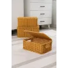 Roberta -3 lü Rattan Kapaklı Dikdörtgen Organizer Çok Amaçlı Sepet Seti