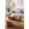 Alessia - 2 li Naturel Dekoratif Kulplu Hasır Çok Amaçlı Sepet Seti, Havluluk, Banyo Organizer