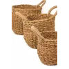 Marie - Dekoratif Doğal El Örmesi Kulplu Hasır 3 lü Saksı Sepet Seti