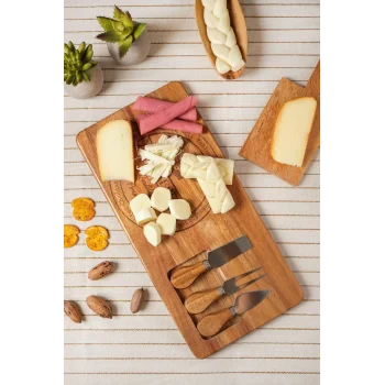 Mio - Akasya 4 Parça Peynir Sunum Tahtası Seti 3 Bıçaklı