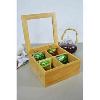 Mina - Bambu 4 Bölmeli Saklama Kutusu