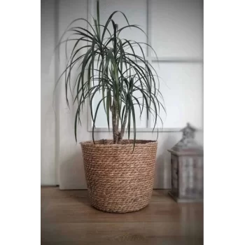 Natalie - Dekoratif Doğal El Örmesi Hasır Büyük Boy Saksı Sepeti 29 Cm