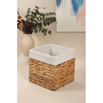 Allegra - Hasır İç Korumalı Katlanır Kulplu Çok Amaçlı, Organizer, Düzenleyici Sepet 25x25