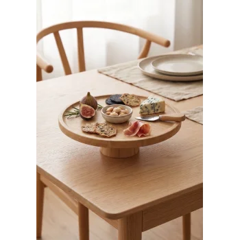 Arven - Bambu Ayaklı Servis Tabağı Meyve Kurabiye Kek Pasta Tatlı Yemek Sunum Tabağı