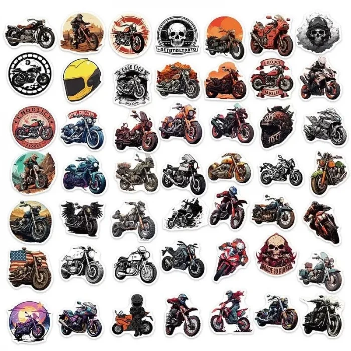 Karikatür Motosiklet Vinil Sticker - 10 Adet