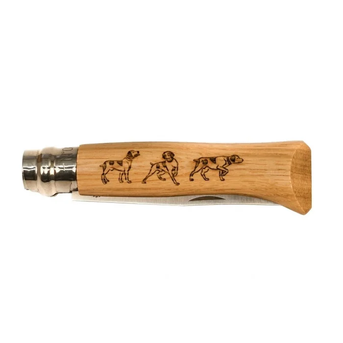 Opinel Meşe Saplı Köpek Desenli Paslanmaz Çelik Çakı Inox No 8