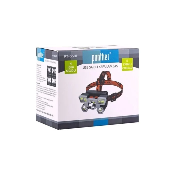 Panther 800 Lümen USB Şarjlı COB LED Kafa Lambası PT-5501