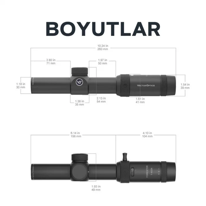 Vector Optics SCOC-28 Forester JR 1-4x24 SFP Tüfek Dürbünü