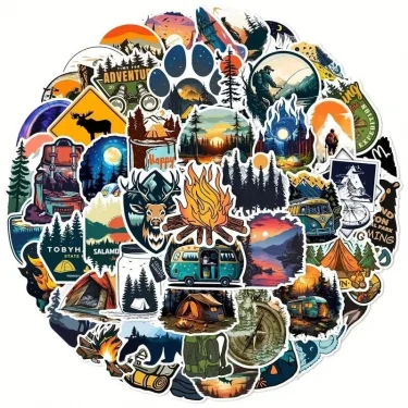 Dış Mekan Kamp Vinil Stickerları Canlı Görünüm - 10 Adet