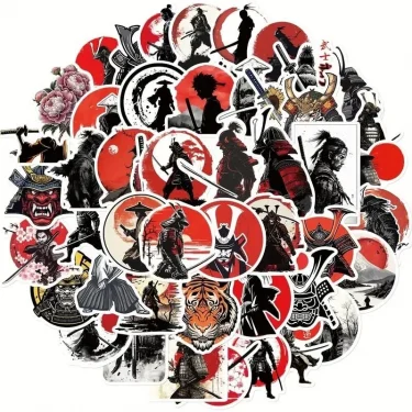 Samurai ve Katana Serisi Su Geçirmez Sticker - 12 Adet