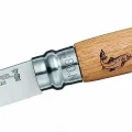 Opinel Meşe Saplı Balık Desenli Paslanmaz Çelik Çakı Inox No 8