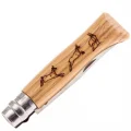 Opinel Meşe Saplı Dağ Keçisi Desenli Paslanmaz Çelik Çakı Inox No 8