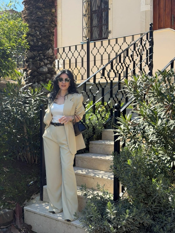 Acik Yeşil Ceket Yelek Pantalon Takım