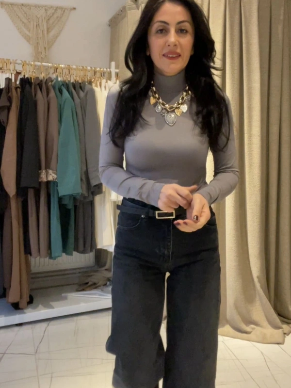 Antrasit Balıkçı Yaka Body Suit