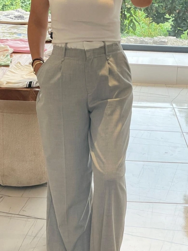 Acık Gri Palazzo Pantalon