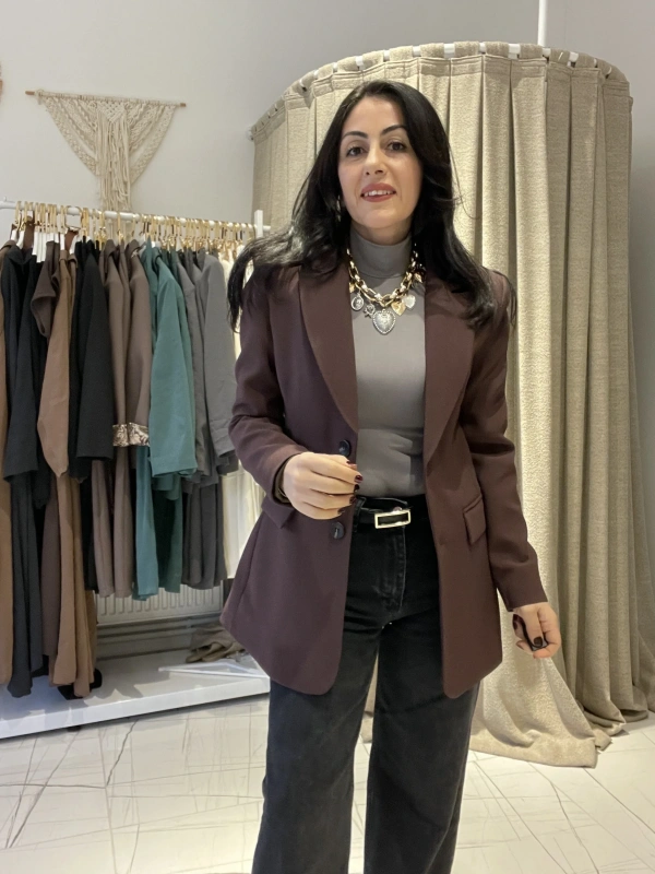 Çikolata Kahve Blazer Ceket