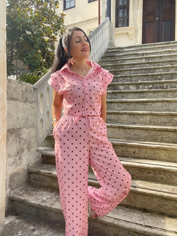 Coast moda pembe puantiyeli takım
