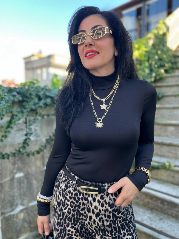 Siyah Balıkçı Yaka Budy Suit