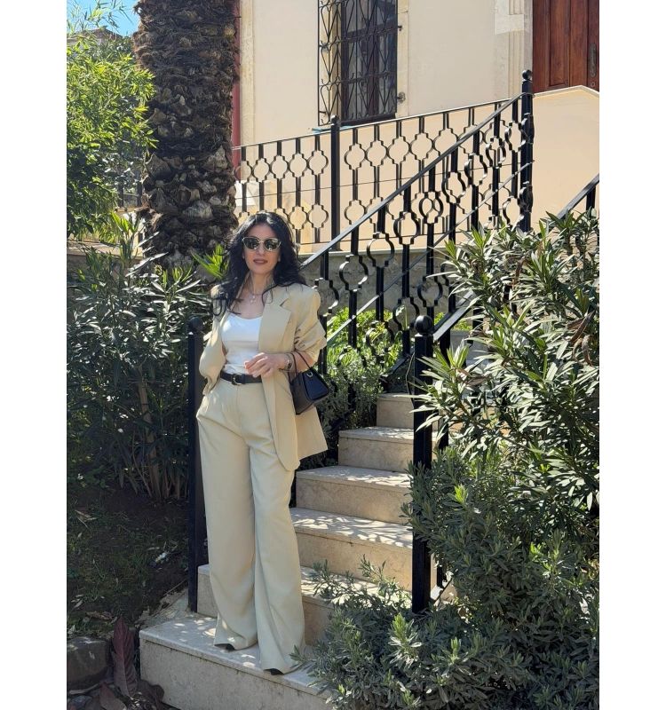 Acik Yeşil Ceket Yelek Pantalon Takım