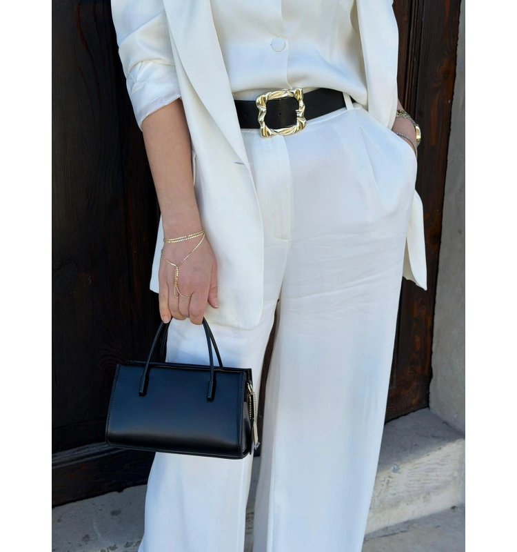 Beyaz Basic Ceket Pantalon Takım