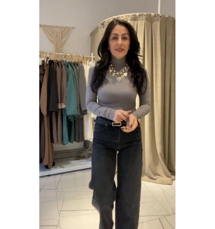 Antrasit Balıkçı Yaka Body Suit