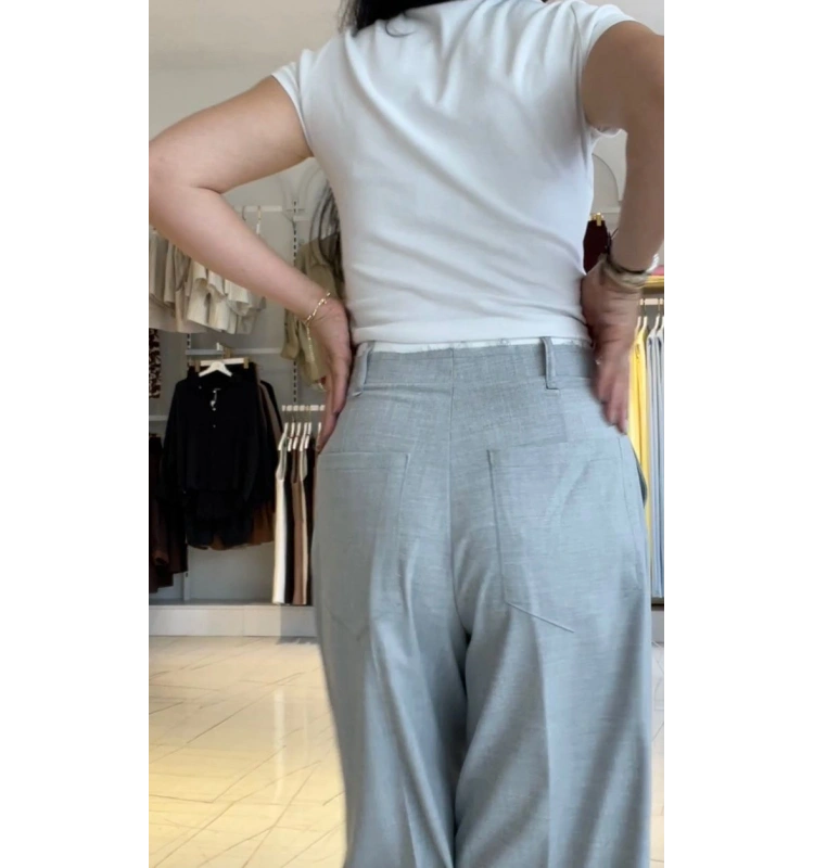 Acık Gri Palazzo Pantalon