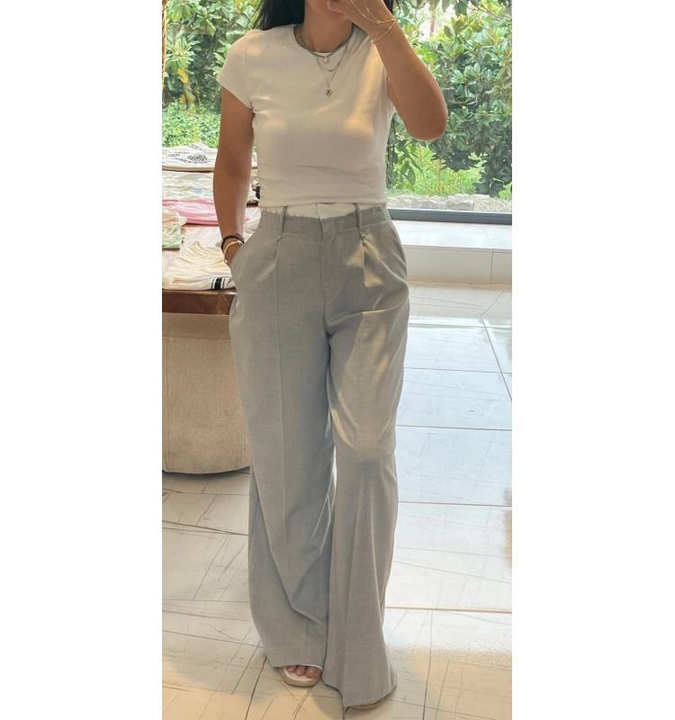 Acık Gri Palazzo Pantalon