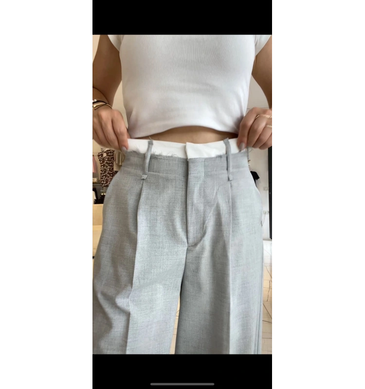 Acık Gri Palazzo Pantalon