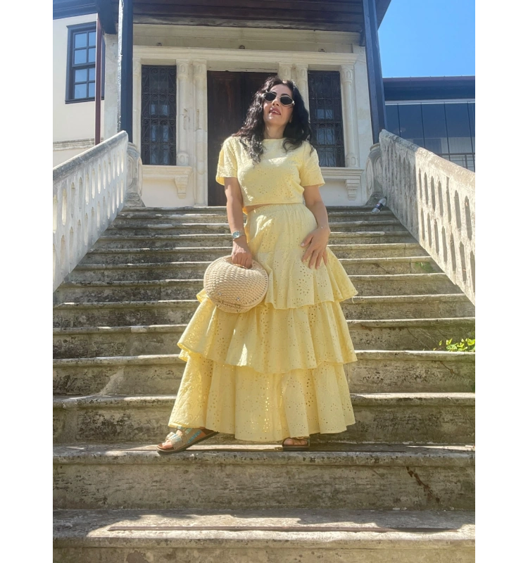 Zara fisto etek takım sarı