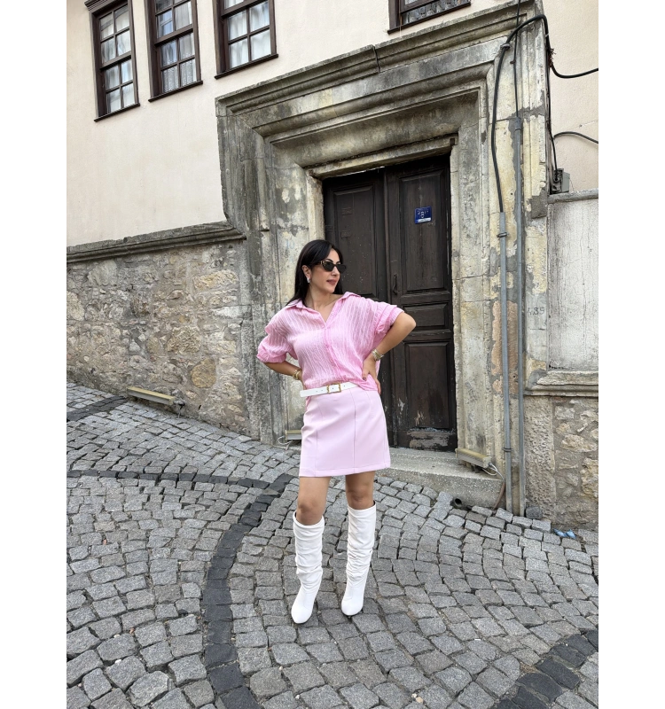 Oversize Gömlek Pembe