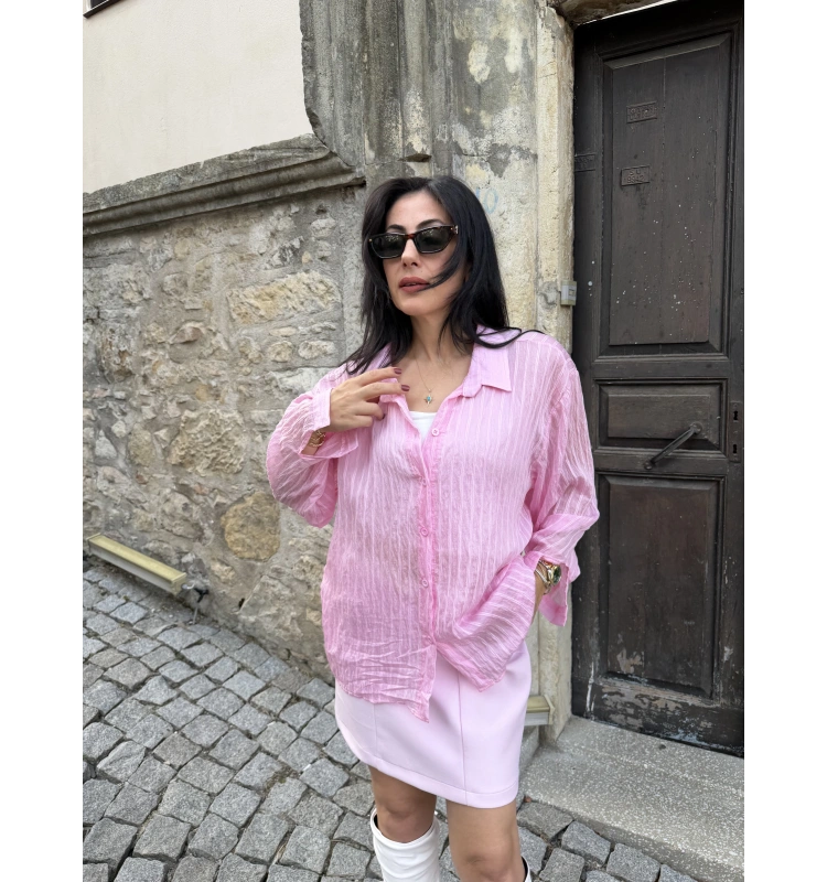 Oversize Gömlek Pembe