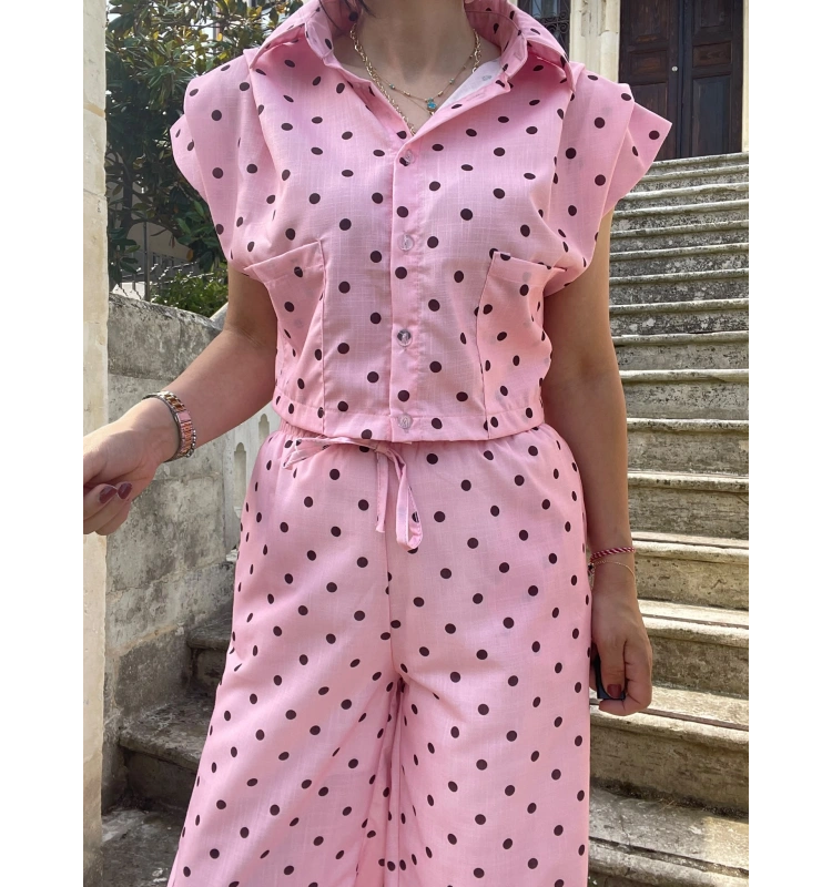 Coast moda pembe puantiyeli takım