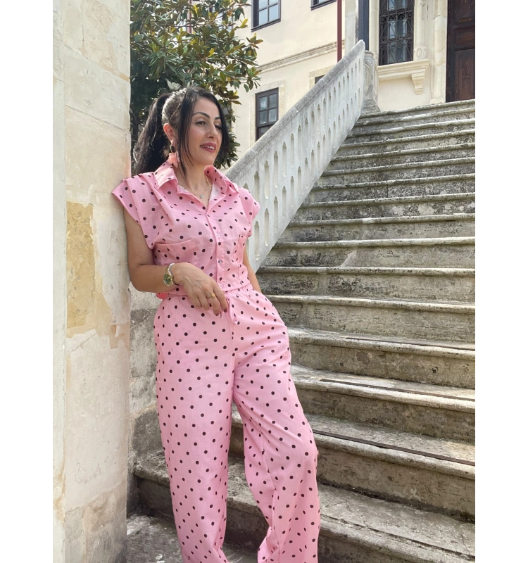 Coast moda pembe puantiyeli takım