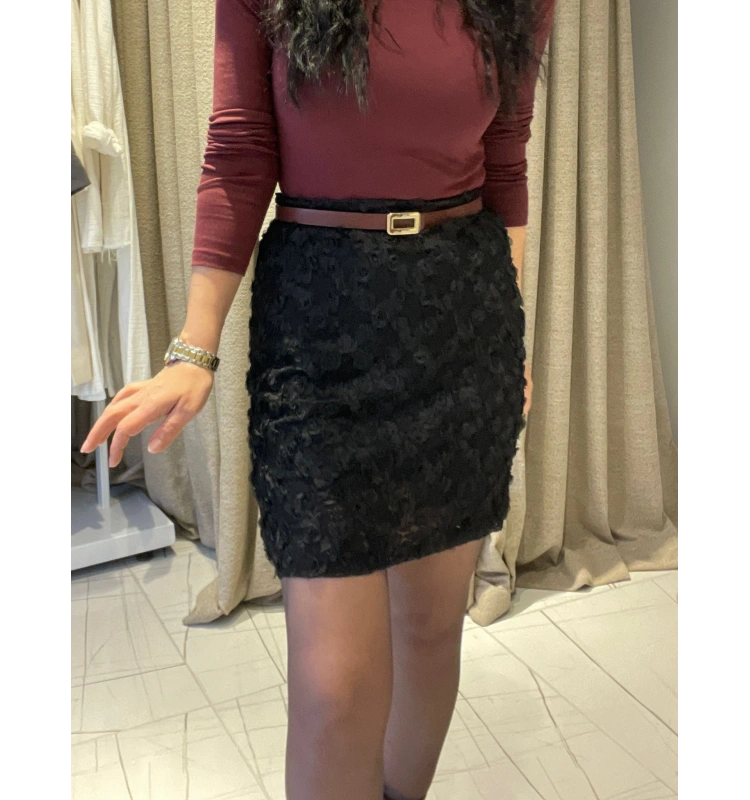 Siyah Mini Dantel Etek