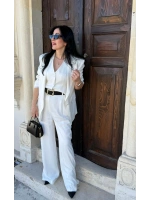 Beyaz Basic Ceket Pantalon Takım